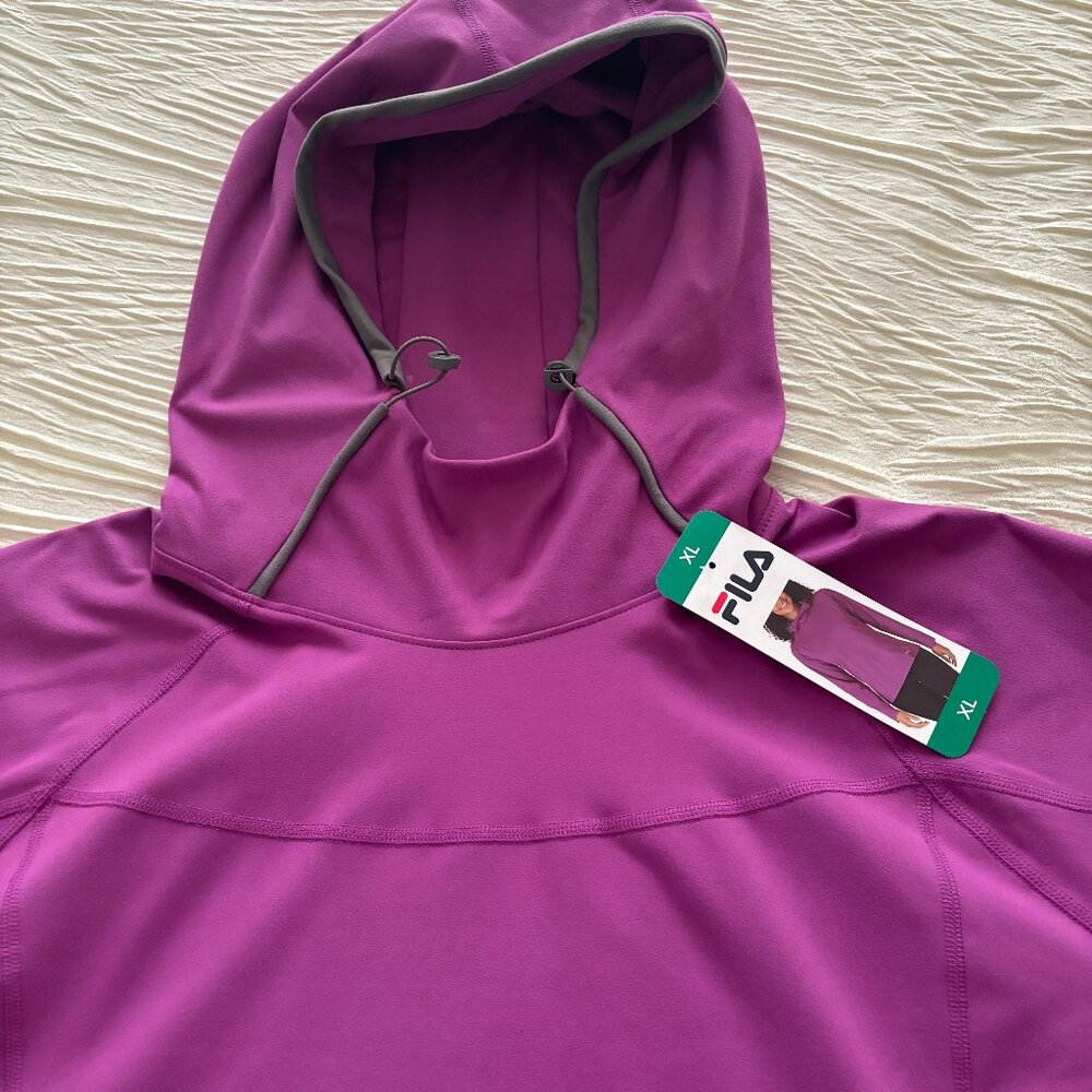 NWT Fila Trainig Hoodie, Purple with Gray Trim, Funnel Neckline, Size XL